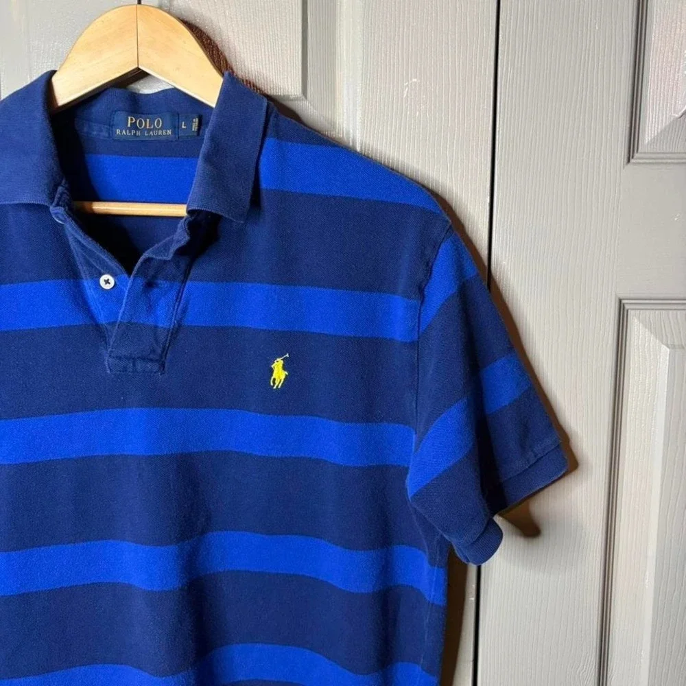 Polo Ralph Lauren striped polo Size L blue preppy classic summer